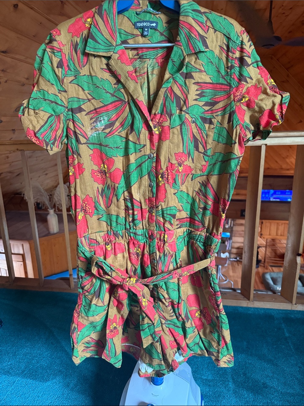 Toad & Co shorts romper floral sz m